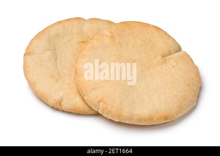 Pair of fresh baked pita bread isolated on white background Stock Photo