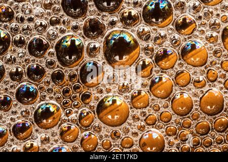 Extreme close-up macro photography of water bubbles and liquid Stock Photo