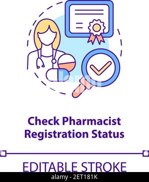 Check pharmacist registration status concept icon Stock Vector