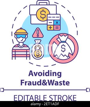 Avoiding fraud and waste concept icon Stock Vector