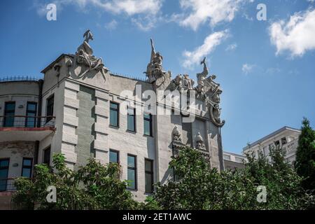 House with Chimaeras or Horodecki House - Art Nouveau building - Kiev, Ukraine Stock Photo