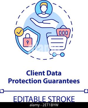 Client data protection guarantees concept icon Stock Vector