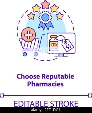 Choose reputable pharmacies concept icon Stock Vector