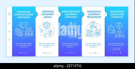 Top management tasks onboarding vector template Stock Vector
