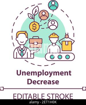 Unemployment decrease concept icon Stock Vector