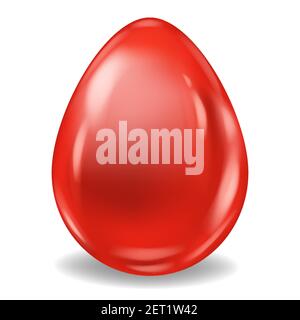 Red Realistic Easter Egg Colored Glossy. Vector illustration Stock Vector