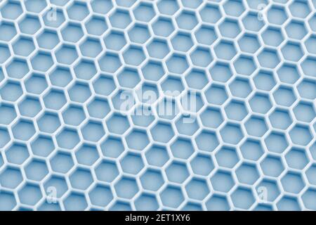 abstract pastel cyan blue honeycomb close-up unobtrusive photo background. Stock Photo