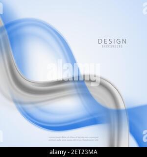 Blue gray abstract wave background Blue wave flow Gray wave flow Stock Vector