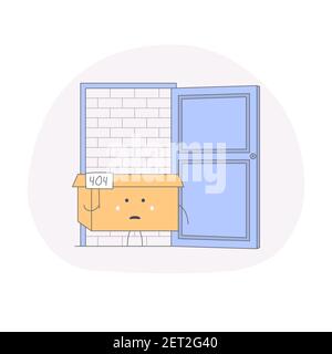 Illustration cartoon character with 404. Page not found. Character holds up a sign Stock Vector