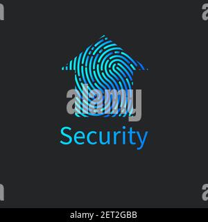 Home security. House with fingerprint icon. Security company logo. Stock Vector