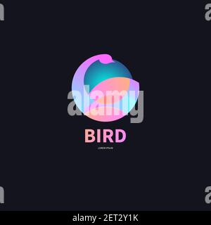 Geometric abstract bird in circle. Vector bird symbol. Stock Vector