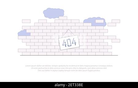 Page not found. Brick wall background. Landing page Stock Vector