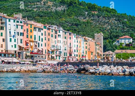 View of colorful buildings in Porto Venere in La Spezia Italy Stock Photo