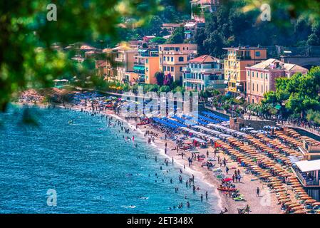 View over a beach in Cinque Terre Italy Stock Photo