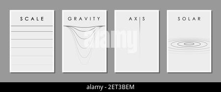 Set of minimalist black and white design for the cover of a scientific conference and other events, vector. Research accuracy, coordinate axes Stock Vector