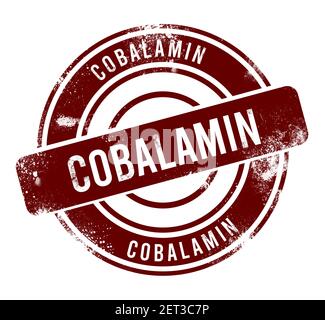 Cobalamin - red round grunge button, stamp Stock Photo