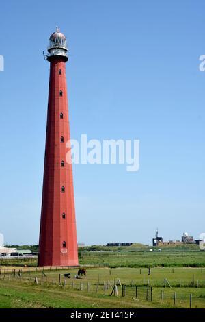 Lange Jaap -Tall Jacob 1877  ( also known as Kijkduin Light or Den Helder Light )active lighthouse near Fort Kijkduin in Huisduinen near Den Helder.  The Netherlands , Dutch, Holland. Stock Photo
