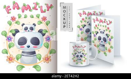 Panda kid - poster and merchandising. Stock Vector
