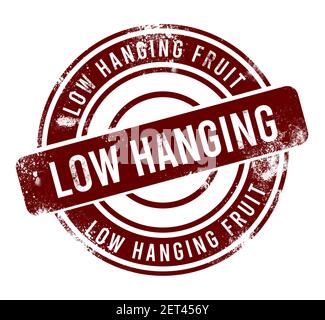 Low Hanging Fruit - red round grunge button, stamp Stock Photo