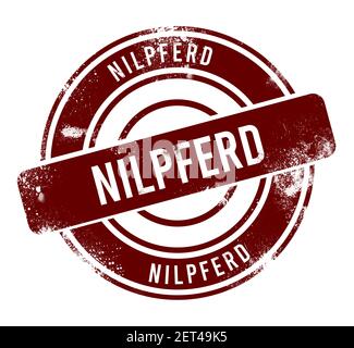 Nilpferd - red round grunge button, stamp Stock Photo