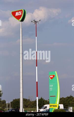 Budapest, Hungary - July 12, 2015: Sign Pole Mol Petrol Station Near Budapest, Hungary. Stock Photo