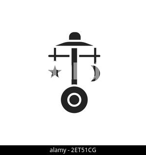 Baby crib carousel color line icon. Isolated vector element. Stock Vector