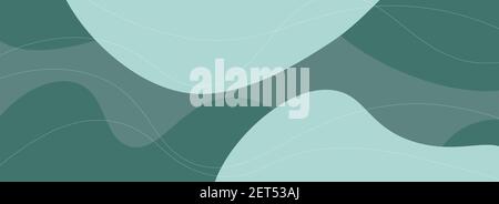 Wiide banner with organic shapes. Background with smooth curved lines. Stock Vector
