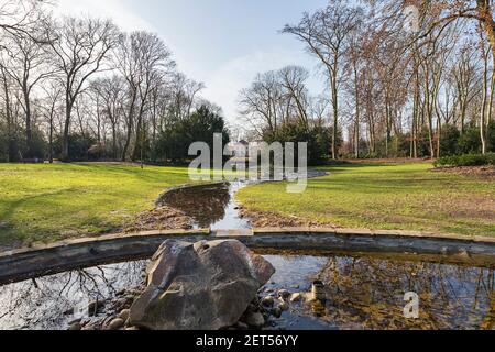 Krefeld-Uerdingen - View to Restaurant in the Park at wintertime, which is a famous place for a lot activities, North Rhine Westphalia, Germany, 20.20 Stock Photo