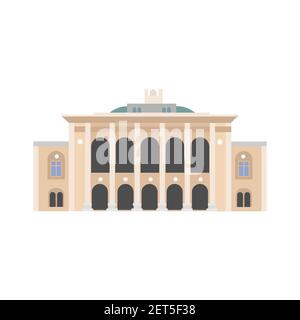 european colorful old Palace. Austrian style.  historic facade. Traditional architecture. Vector illustration flat cartoon style Stock Vector