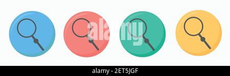Set of magnifying glass icons on colourful backgrounds. Magnifier sign set. Search icon Concept for finding people for work. Stock Vector