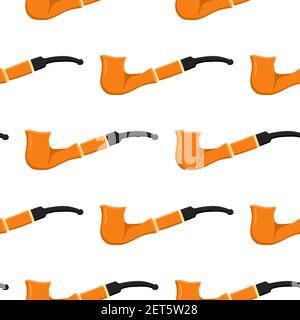 Irish holiday St Patrick day, seamless orange smoking pipes. Pattern St Patrick day consisting of many identical smoking pipes on white background. Sm Stock Vector