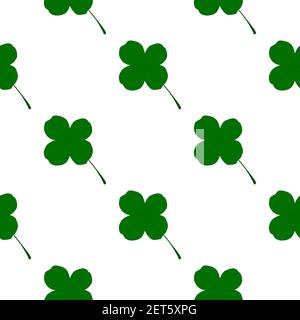Illustration on theme Irish holiday St Patrick day, seamless green shamrock clover. Pattern St Patrick day consisting of many identical shamrock clove Stock Vector