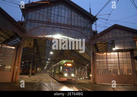 Milan (Italy), tram depot in Messina street Stock Photo