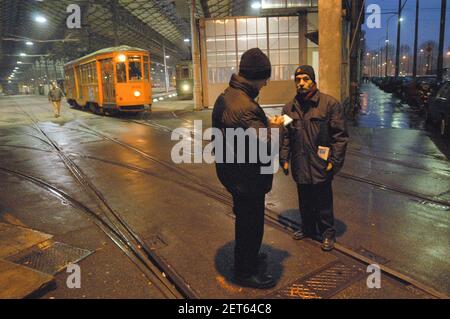 Milan (Italy), tram depot in Messina street Stock Photo