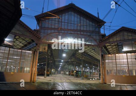 Milan (Italy), tram depot in Messina street Stock Photo