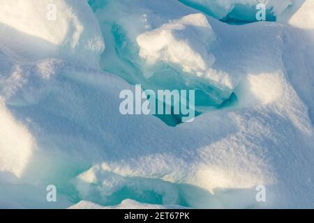 Ice build-up, Straits of Mackinac, between Lake Michigan and Lake Huron, Michigan, USA, February, by James D Coppinger/Dembinsky Photo Assoc Stock Photo