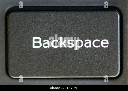 Backspace key on a laptop keyboard Stock Photo