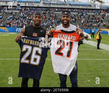 Carson, California, USA. 9th Dec 2018. Cincinnati Bengals defensive back  Clayton Fejedelem #42 before the Cincinnati Bengals vs Los Angeles Chargers  at Stubhub Center in Carson, Ca on Carson, California, USA. 9th