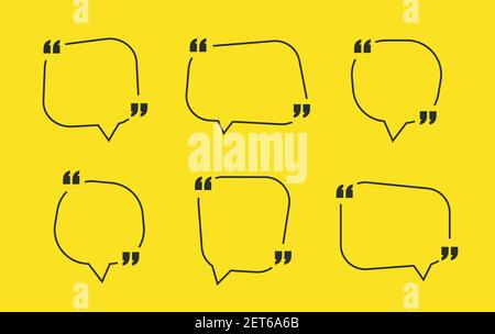 Quote box frame, big set. Quote box icon. Texting quote boxes. Blank template quote text Stock Vector