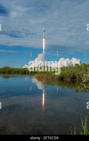 SpaceX Falcon 9 rocket launches from Space Launch Complex 40,  Cape Canaveral Air Force Station, FL, USA at 6:01 p.m. EDT 7-25-2019 by NASA/DPA Stock Photo