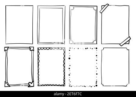 Draw frame box and hand drawn sketch border. Square handdrawn