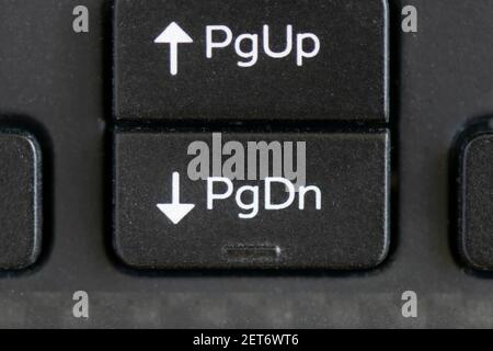 Up and down arrow keys on a laptop keyboard Stock Photo