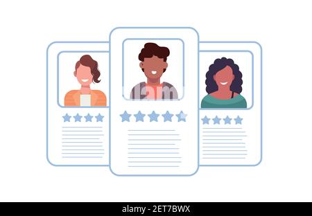 Personal info data with star rating. User or profile card details symbol, identity document with person photo  Stock Vector