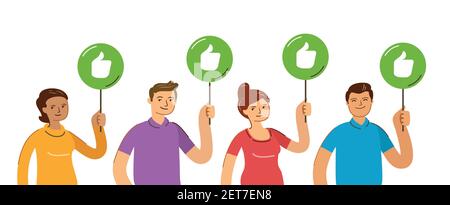 People give review rating and feedback. Customer review rating. Flat vector illustration Stock Vector