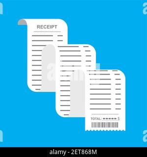 Receipt bill, long paper invoice,design template,flat vector illustration Stock Vector