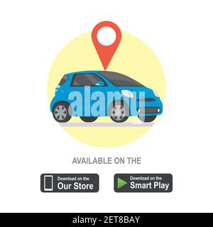 Online transport  Mobile app, logo or icon,template flat design, vector illustration. Stock Vector