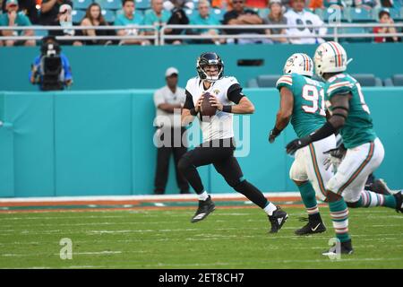 December 23, 2018: Cameron Wake #91 of Miami is introduced before the NFL  football game between the Miami Dolphins and Jacksonville Jaguars at Hard  Rock Stadium in Miami Gardens FL. The Jaguars