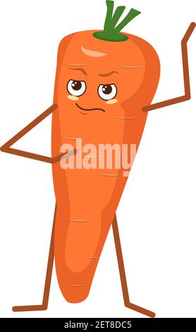 Cute carrot character with face and emotions Stock Vector