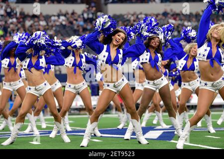 The Dallas Cowboys Cheerleaders perform their annual Christmas routine  during the Tampa Bay Buccaneers game AT&T Stadium in Arlington, Texas on  December 23, 2018. Photo by Ian Halperin/UPI Stock Photo - Alamy