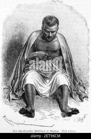 Abyssinian tailor old, Ethiopia. Old 19th century engraved, Narrative ...